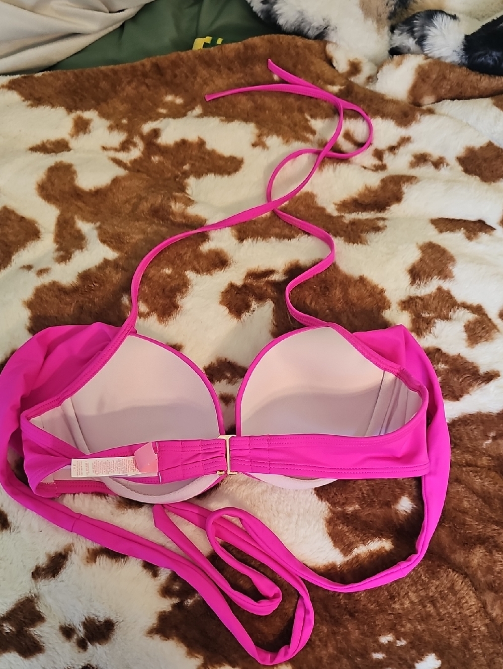 Victoria's Secret Hot Pink Halter Bikini Top Size 34 B - Picture 2 of 3